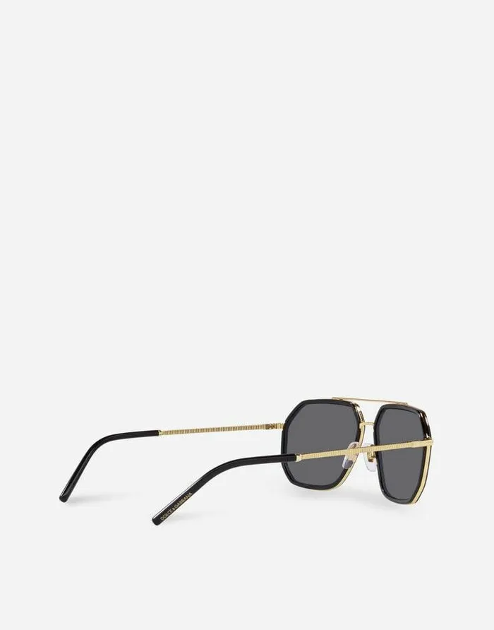 Dolce and Gabbana Icons Men Gros Grain Sunglasses Gold And Black Dolce and Gabbana Icons Men Gros Grain Sunglasses Gold And Black