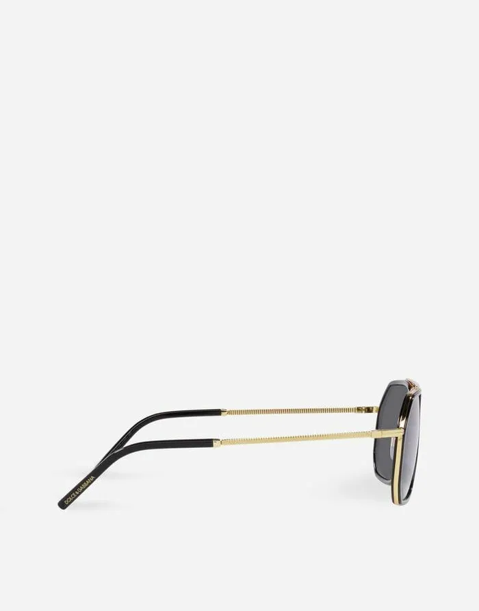 Dolce and Gabbana Icons Men Gros Grain Sunglasses Gold And Black Dolce and Gabbana Icons Men Gros Grain Sunglasses Gold And Black