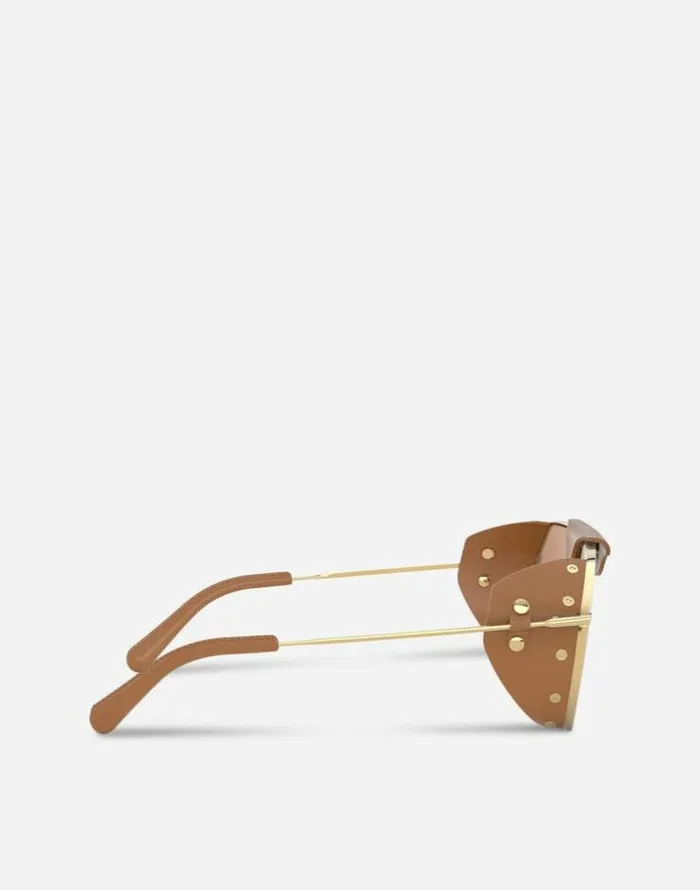 Dolce and Gabbana Icons Men Panama Sunglasses Gold And Camel