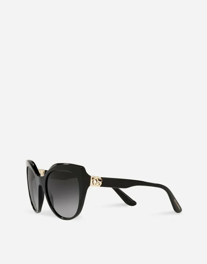 Dolce and Gabbana Icons Women DG Crossed Sunglasses Black Dolce and Gabbana Icons Women DG Crossed Sunglasses Black