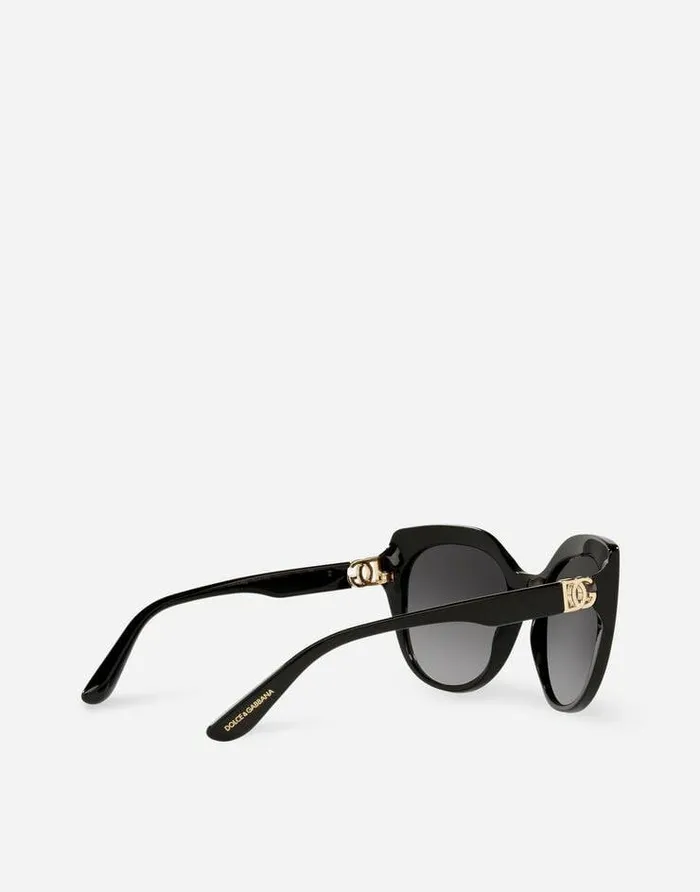 Dolce and Gabbana Icons Women DG Crossed Sunglasses Black Dolce and Gabbana Icons Women DG Crossed Sunglasses Black