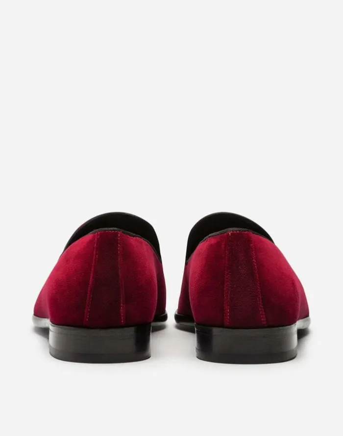 Dolce and Gabbana Loafers And Moccasins Men Slippers In Velvet Bordeaux Dolce and Gabbana Loafers And Moccasins Men Slippers In Velvet Bordeaux