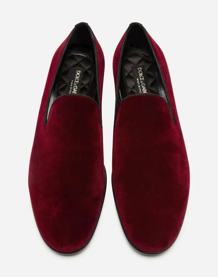 Dolce and Gabbana Loafers And Moccasins Men Slippers In Velvet Bordeaux Dolce and Gabbana Loafers And Moccasins Men Slippers In Velvet Bordeaux