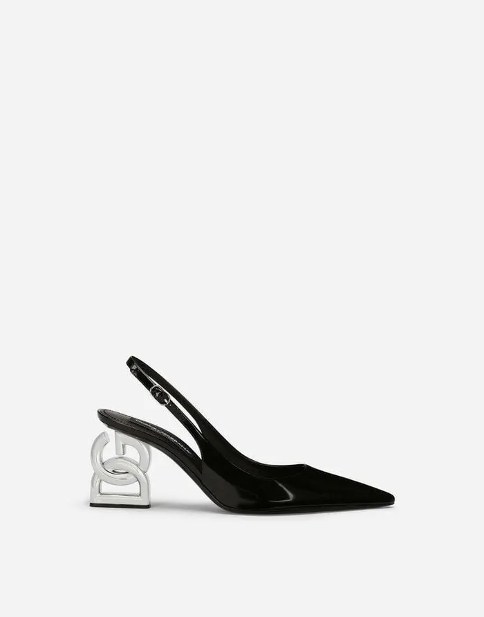 Dolce and Gabbana Pumps And Slingback Women Polished Calfskin Slingbacks With 35 Heel Black