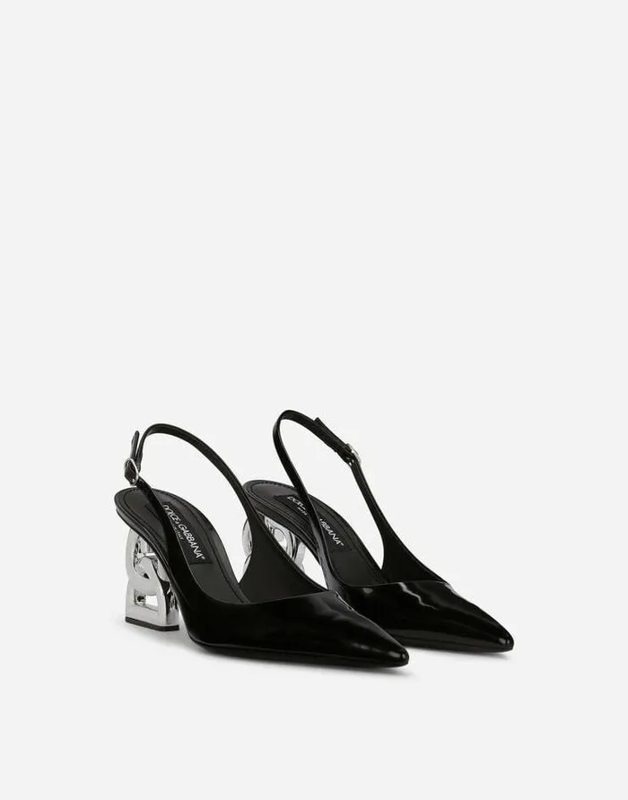 Dolce and Gabbana Pumps And Slingback Women Polished Calfskin Slingbacks With 35 Heel Black Dolce and Gabbana Pumps And Slingback Women Polished Calfskin Slingbacks With 35 Heel Black