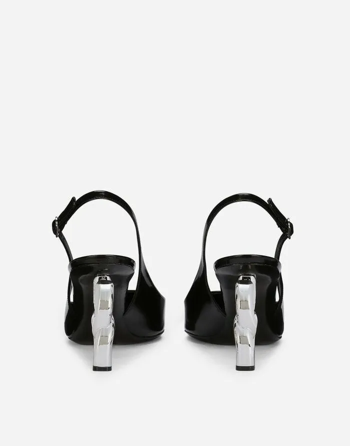 Dolce and Gabbana Pumps And Slingback Women Polished Calfskin Slingbacks With 35 Heel Black Dolce and Gabbana Pumps And Slingback Women Polished Calfskin Slingbacks With 35 Heel Black