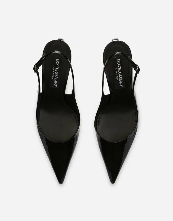 Dolce and Gabbana Pumps And Slingback Women Polished Calfskin Slingbacks With 35 Heel Black Dolce and Gabbana Pumps And Slingback Women Polished Calfskin Slingbacks With 35 Heel Black