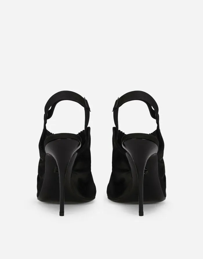 Dolce and Gabbana Pumps And Slingback Women Satin Slingbacks With Corsetstyle Fastening Black Dolce and Gabbana Pumps And Slingback Women Satin Slingbacks With Corsetstyle Fastening Black