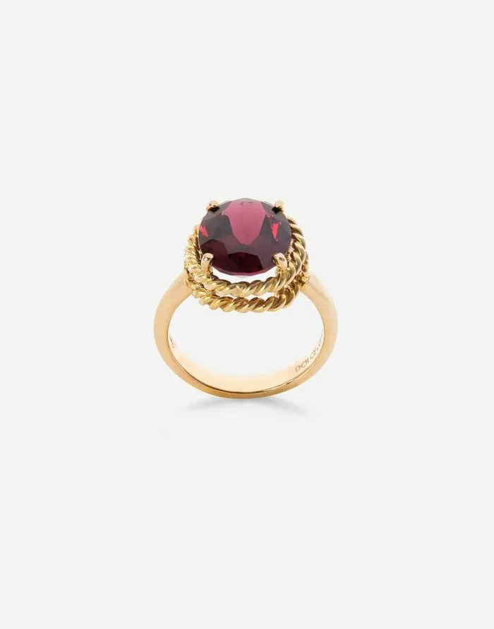 Dolce and Gabbana Rings Women Anna Ring In Yellow 18kt Gold With Rhodolite Garnet Gold Dolce and Gabbana Rings Women Anna Ring In Yellow 18kt Gold With Rhodolite Garnet Gold