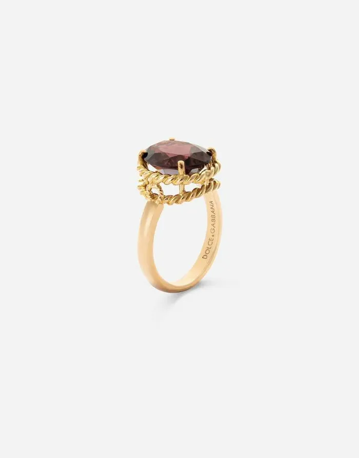 Dolce and Gabbana Rings Women Anna Ring In Yellow 18kt Gold With Rhodolite Garnet Gold