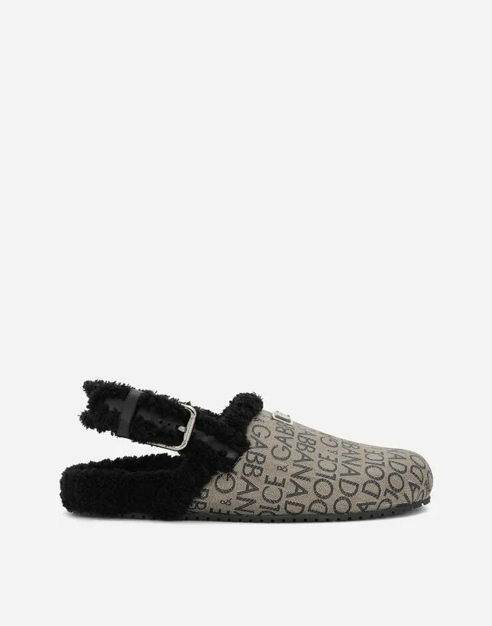 Dolce and Gabbana Sandals And Slides Men Coated Jacquard Mules Multicolor