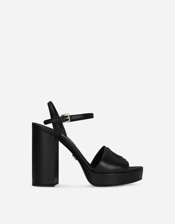 Dolce and Gabbana Sandals And Wedges Women Calfskin Platform Sandals Black