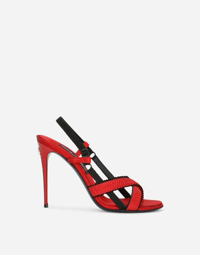 Dolce and Gabbana Sandals And Wedges Women Corsetstyle Satin Sandals Red