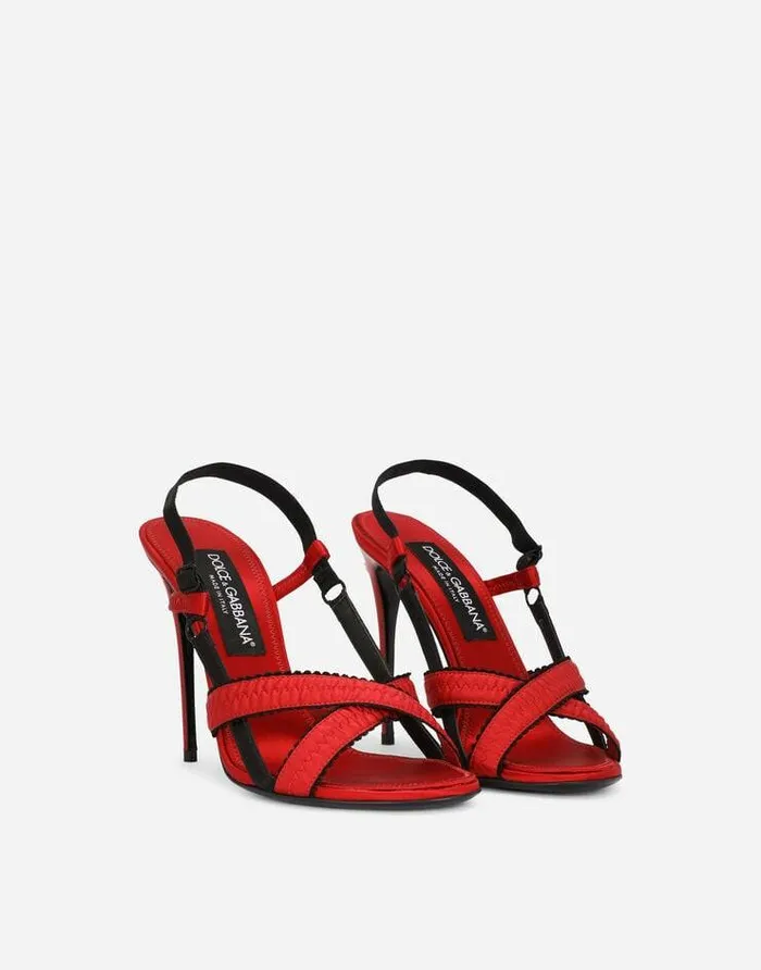 Dolce and Gabbana Sandals And Wedges Women Corsetstyle Satin Sandals Red Dolce and Gabbana Sandals And Wedges Women Corsetstyle Satin Sandals Red