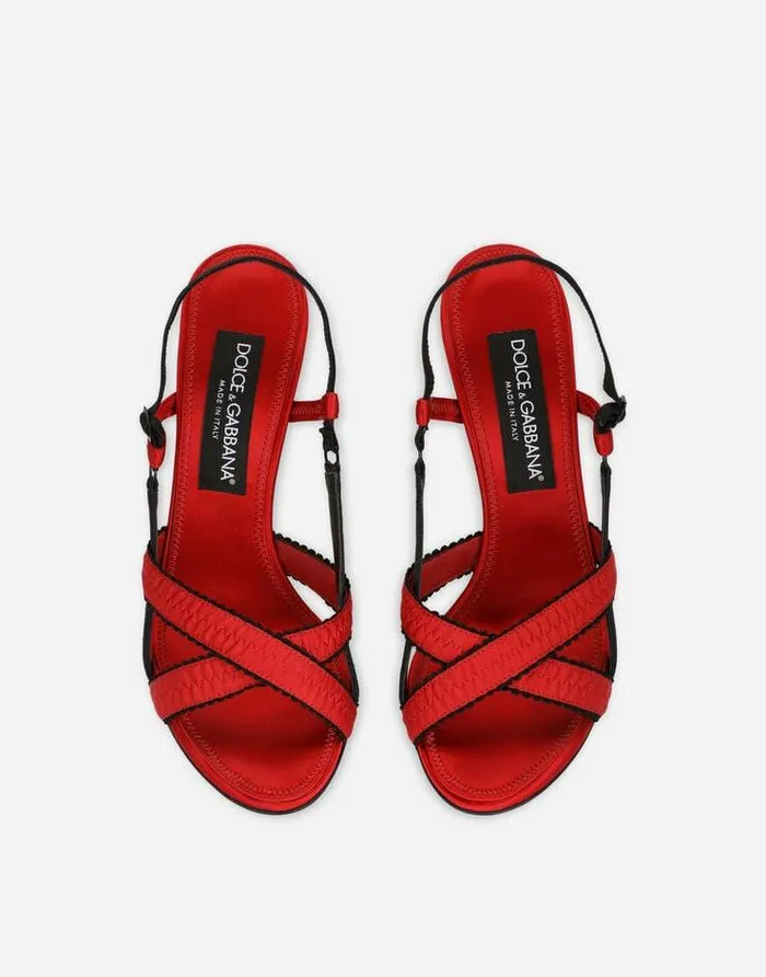Dolce and Gabbana Sandals And Wedges Women Corsetstyle Satin Sandals Red Dolce and Gabbana Sandals And Wedges Women Corsetstyle Satin Sandals Red