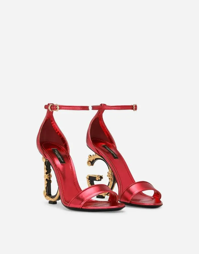 Dolce and Gabbana Sandals And Wedges Women Nappa Mordore Sandals With Baroque DG Detail Fuchsia Dolce and Gabbana Sandals And Wedges Women Nappa Mordore Sandals With Baroque DG Detail Fuchsia