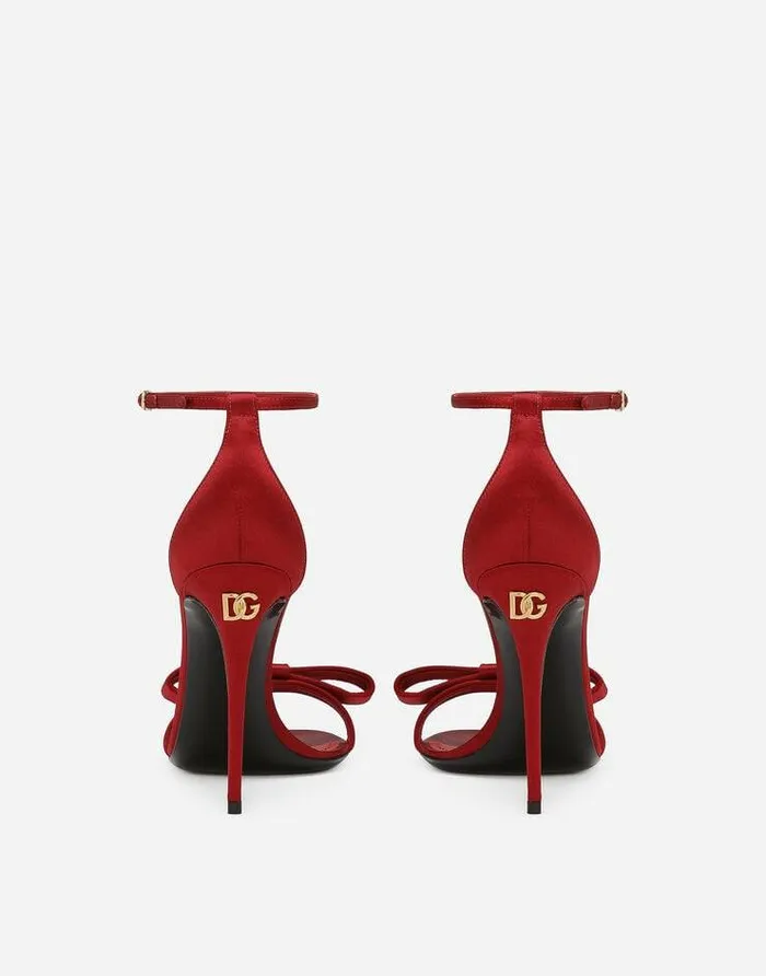 Dolce and Gabbana Sandals And Wedges Women Satin Sandals Red