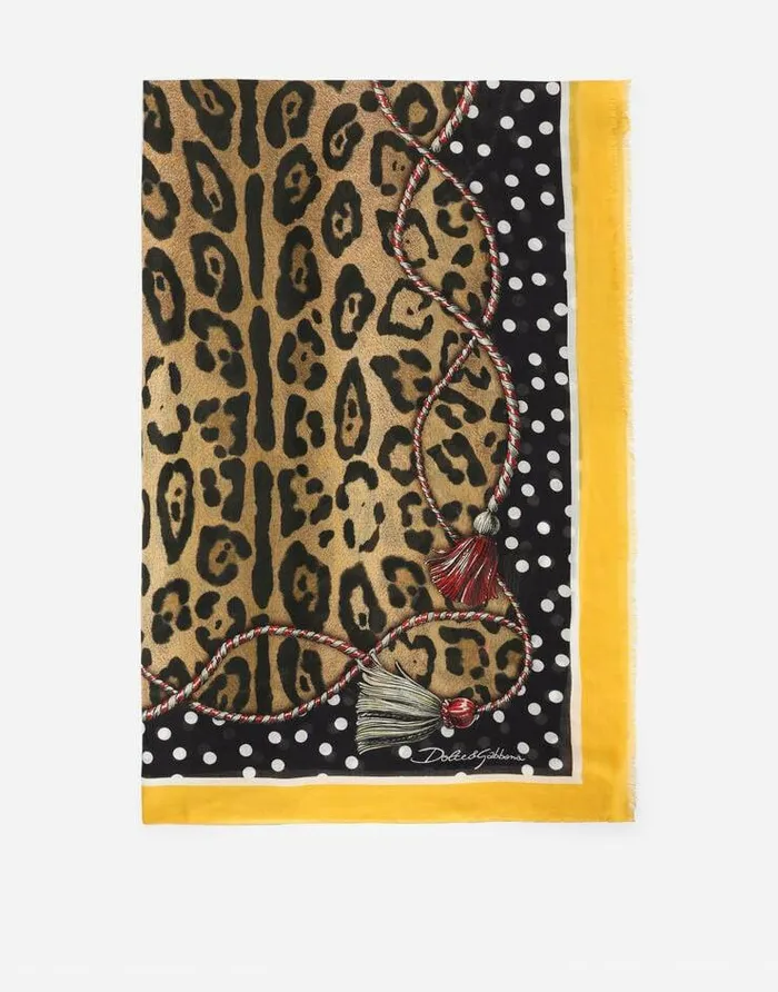 Dolce and Gabbana Scarves And Silks Women Leopardprint Modal And Cashmere Stole Multicolor Dolce and Gabbana Scarves And Silks Women Leopardprint Modal And Cashmere Stole Multicolor