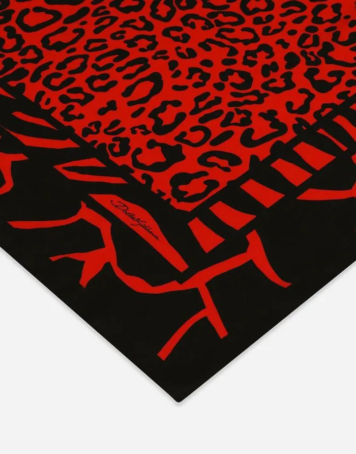 Dolce and Gabbana Scarves And Silks Women Leopardprint Twill Scarf 90 X 90 Multicolor