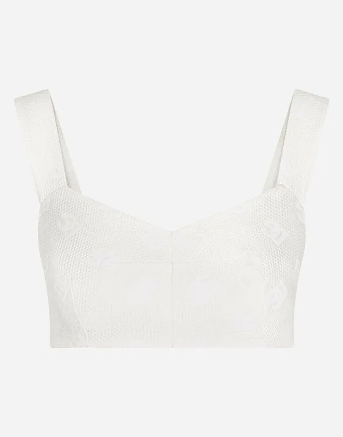 Dolce and Gabbana Shirts And Tops Women Jacquard Corset With Allover DG Logo White Dolce and Gabbana Shirts And Tops Women Jacquard Corset With Allover DG Logo White