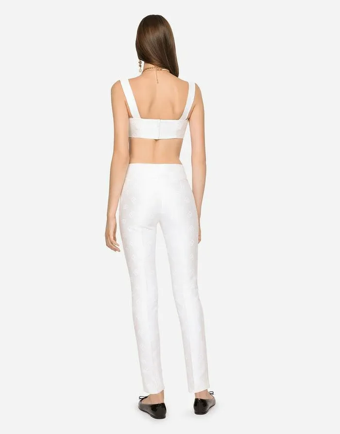 Dolce and Gabbana Shirts And Tops Women Jacquard Corset With Allover DG Logo White Dolce and Gabbana Shirts And Tops Women Jacquard Corset With Allover DG Logo White