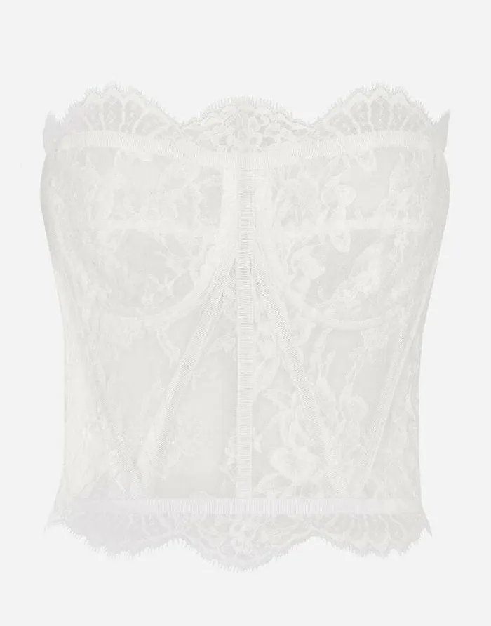 Dolce and Gabbana Shirts And Tops Women Lace Bustier White