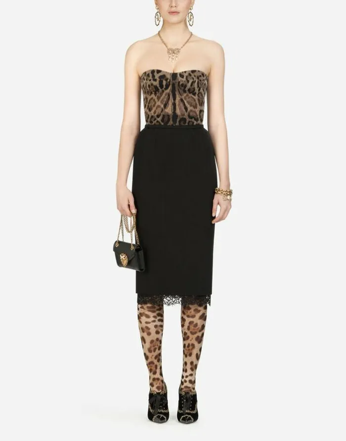 Dolce and Gabbana Shirts And Tops Women Leopardprint Tulle Bustier Multicolor Dolce and Gabbana Shirts And Tops Women Leopardprint Tulle Bustier Multicolor
