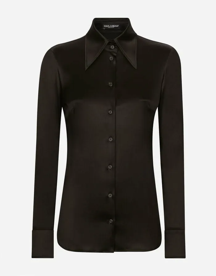 Dolce and Gabbana Shirts And Tops Women Longsleeved Silk Shirt Black