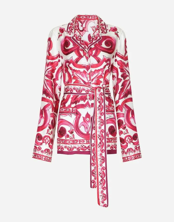 Dolce and Gabbana Shirts And Tops Women Majolicaprint Twill Pajama Shirt Multicolor Dolce and Gabbana Shirts And Tops Women Majolicaprint Twill Pajama Shirt Multicolor