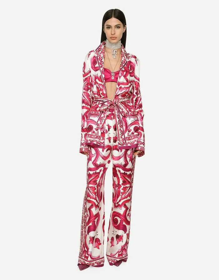 Dolce and Gabbana Shirts And Tops Women Majolicaprint Twill Pajama Shirt Multicolor Dolce and Gabbana Shirts And Tops Women Majolicaprint Twill Pajama Shirt Multicolor