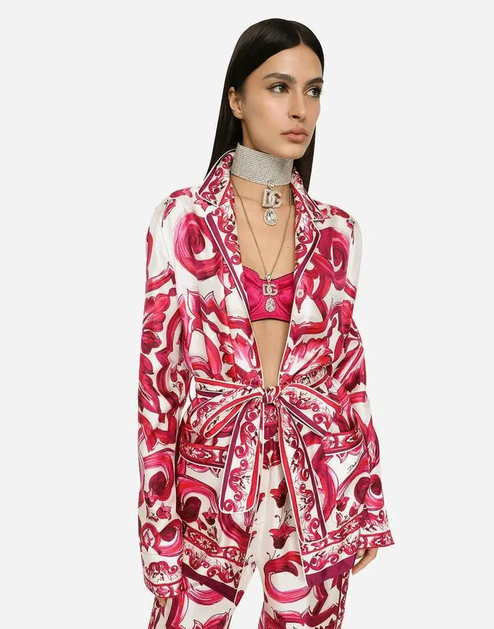 Dolce and Gabbana Shirts And Tops Women Majolicaprint Twill Pajama Shirt Multicolor Dolce and Gabbana Shirts And Tops Women Majolicaprint Twill Pajama Shirt Multicolor