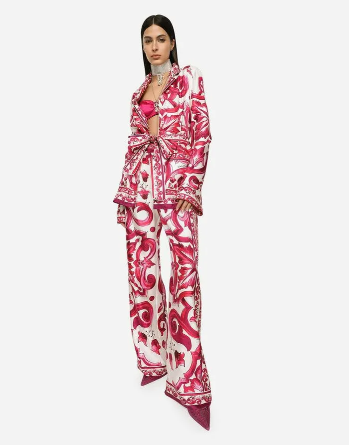 Dolce and Gabbana Shirts And Tops Women Majolicaprint Twill Pajama Shirt Multicolor Dolce and Gabbana Shirts And Tops Women Majolicaprint Twill Pajama Shirt Multicolor
