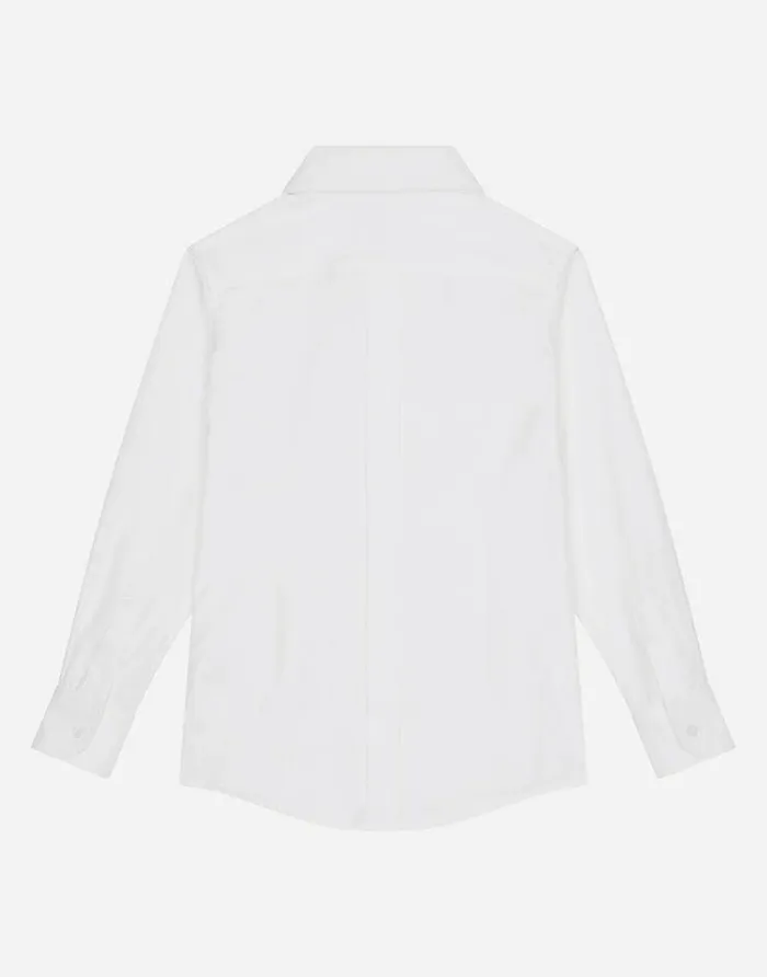 Dolce and Gabbana Shirts Children Poplin Jacquard Tuxedo Shirt With DG Logo White