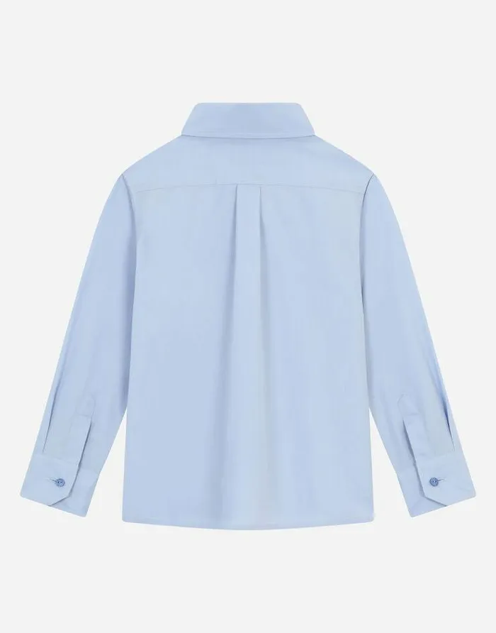 Dolce and Gabbana Shirts Children Poplin Shirt With DG Logo Embroidery Azure