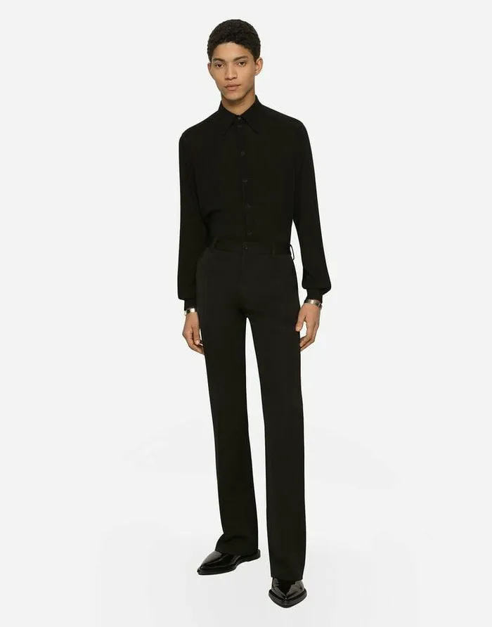 Dolce and Gabbana Shirts Men Martinifit Stretch Charmeuse Shirt Black Dolce and Gabbana Shirts Men Martinifit Stretch Charmeuse Shirt Black
