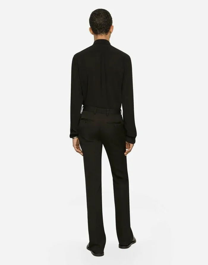 Dolce and Gabbana Shirts Men Martinifit Stretch Charmeuse Shirt Black Dolce and Gabbana Shirts Men Martinifit Stretch Charmeuse Shirt Black