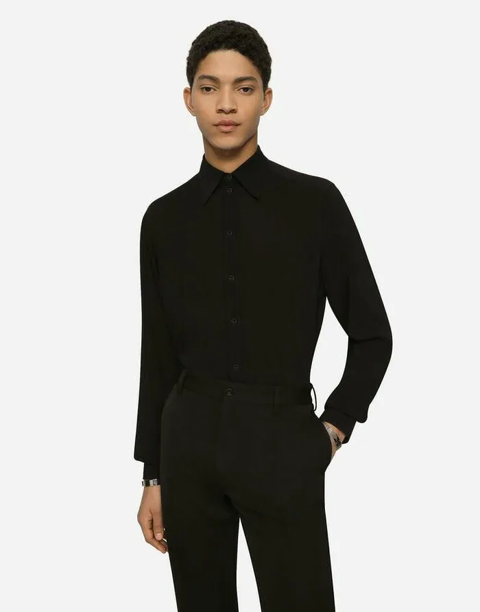 Dolce and Gabbana Shirts Men Martinifit Stretch Charmeuse Shirt Black Dolce and Gabbana Shirts Men Martinifit Stretch Charmeuse Shirt Black