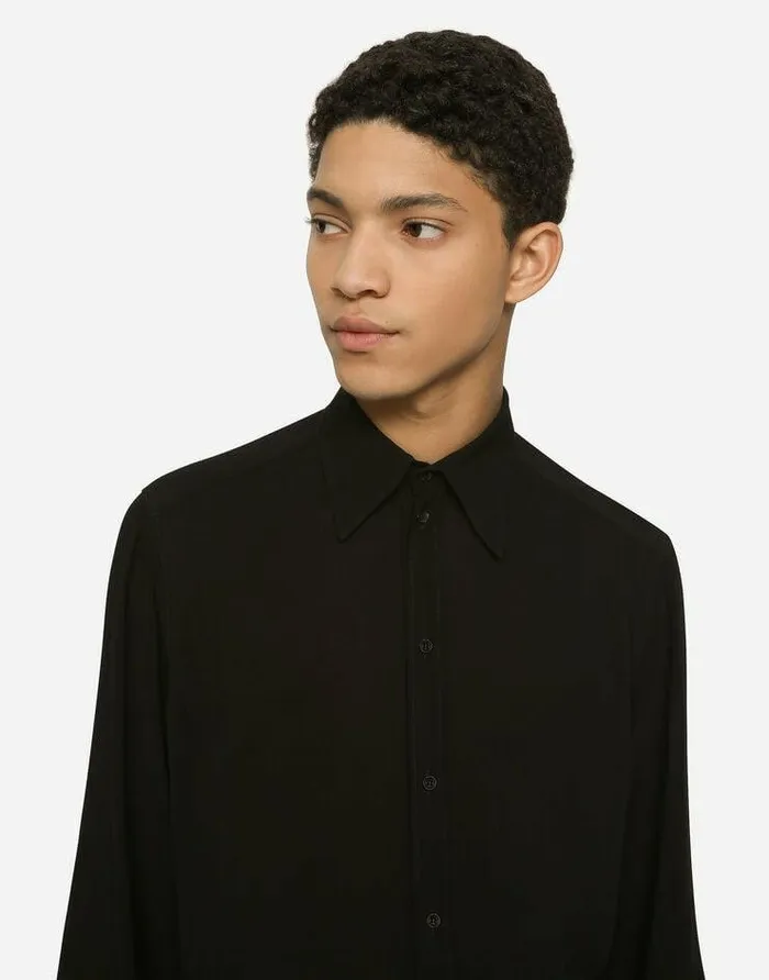 Dolce and Gabbana Shirts Men Martinifit Stretch Charmeuse Shirt Black Dolce and Gabbana Shirts Men Martinifit Stretch Charmeuse Shirt Black