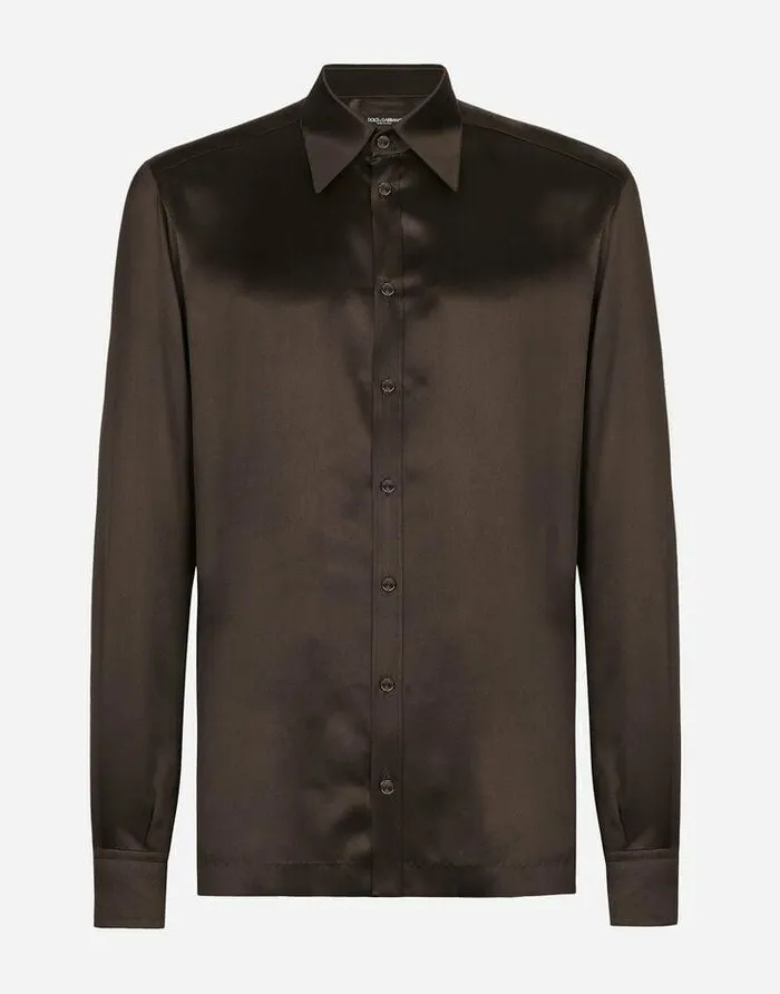 Dolce and Gabbana Shirts Men Silk Satin Martinifit Shirt Multicolor