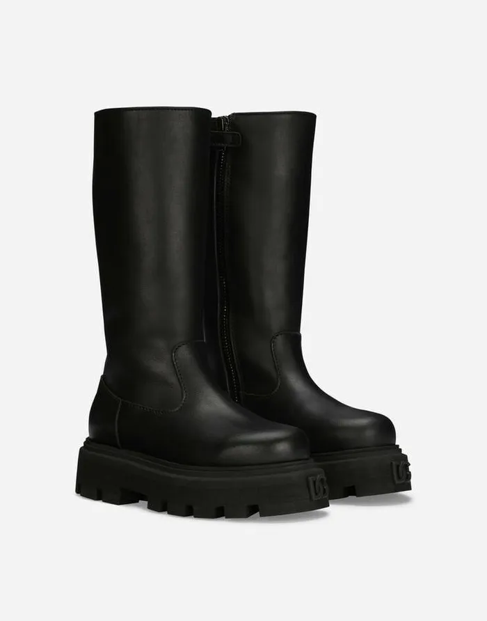 Dolce and Gabbana Shoes 2438 Children Calfskin Boots Black Dolce and Gabbana Shoes 2438 Children Calfskin Boots Black