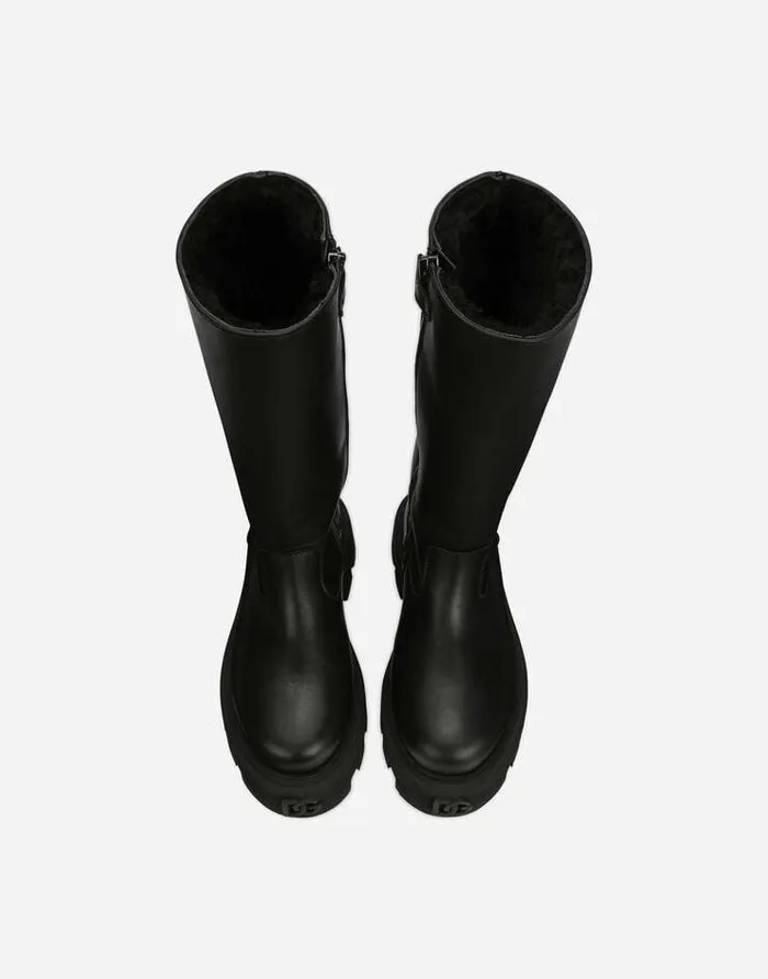 Dolce and Gabbana Shoes 2438 Children Calfskin Boots Black Dolce and Gabbana Shoes 2438 Children Calfskin Boots Black