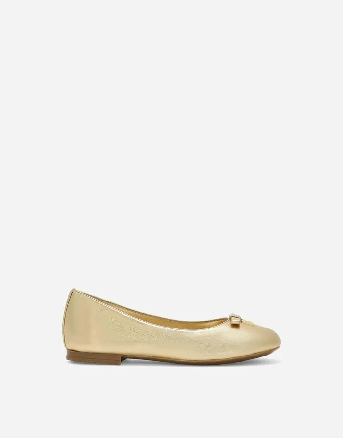 Dolce and Gabbana Shoes 2438 Children Foiled Nappa Leather Ballet Flats Gold