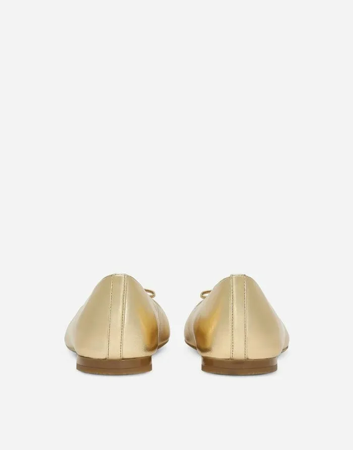 Dolce and Gabbana Shoes 2438 Children Foiled Nappa Leather Ballet Flats Gold Dolce and Gabbana Shoes 2438 Children Foiled Nappa Leather Ballet Flats Gold