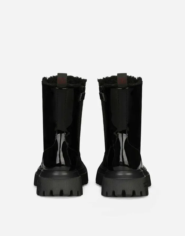 Dolce and Gabbana Shoes 2438 Children Patent Leather Ankle Boots Black Dolce and Gabbana Shoes 2438 Children Patent Leather Ankle Boots Black