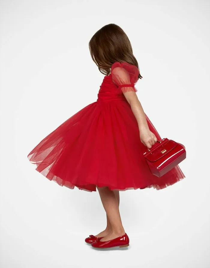 Dolce and Gabbana Shoes 2438 Children Patent Leather Ballet Flats With Metal DG Logo Red Dolce and Gabbana Shoes 2438 Children Patent Leather Ballet Flats With Metal DG Logo Red