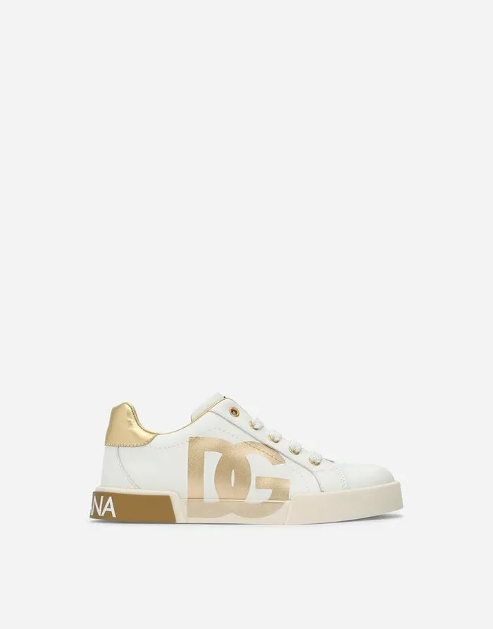 Dolce and Gabbana Shoes 2438 Children Portofino Light Sneakers With DG Logo Print White Dolce and Gabbana Shoes 2438 Children Portofino Light Sneakers With DG Logo Print White