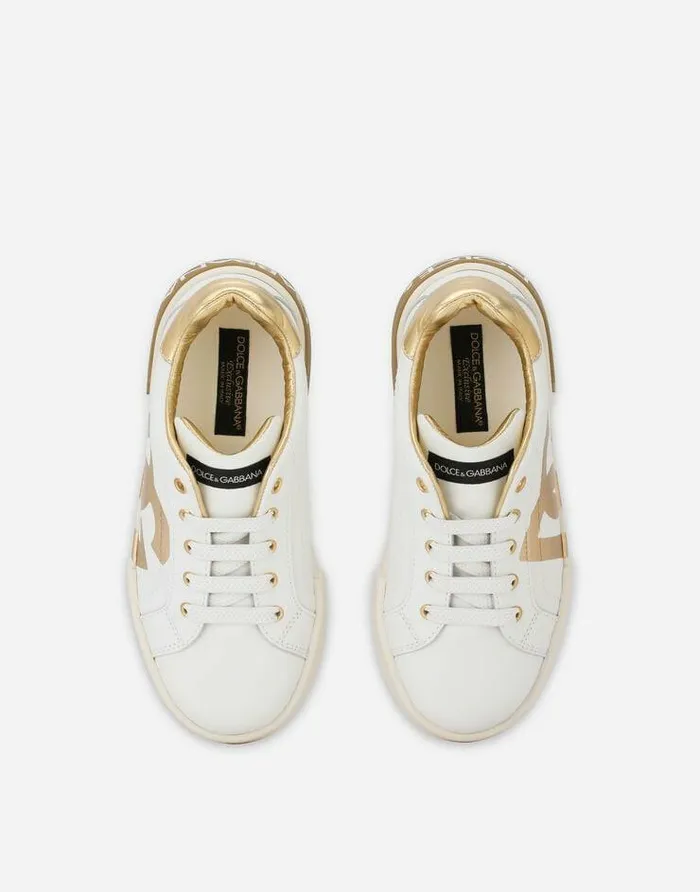 Dolce and Gabbana Shoes 2438 Children Portofino Light Sneakers With DG Logo Print White Dolce and Gabbana Shoes 2438 Children Portofino Light Sneakers With DG Logo Print White