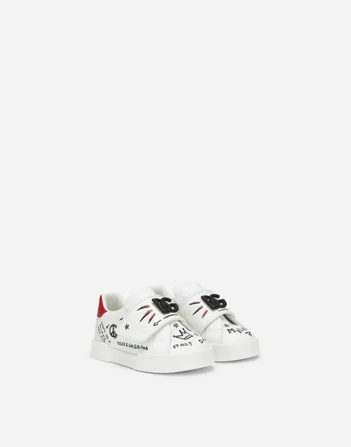 Dolce and Gabbana Shoes For First Steps 1926 Children Calfskin Portofino Light Sneakers Multicolor