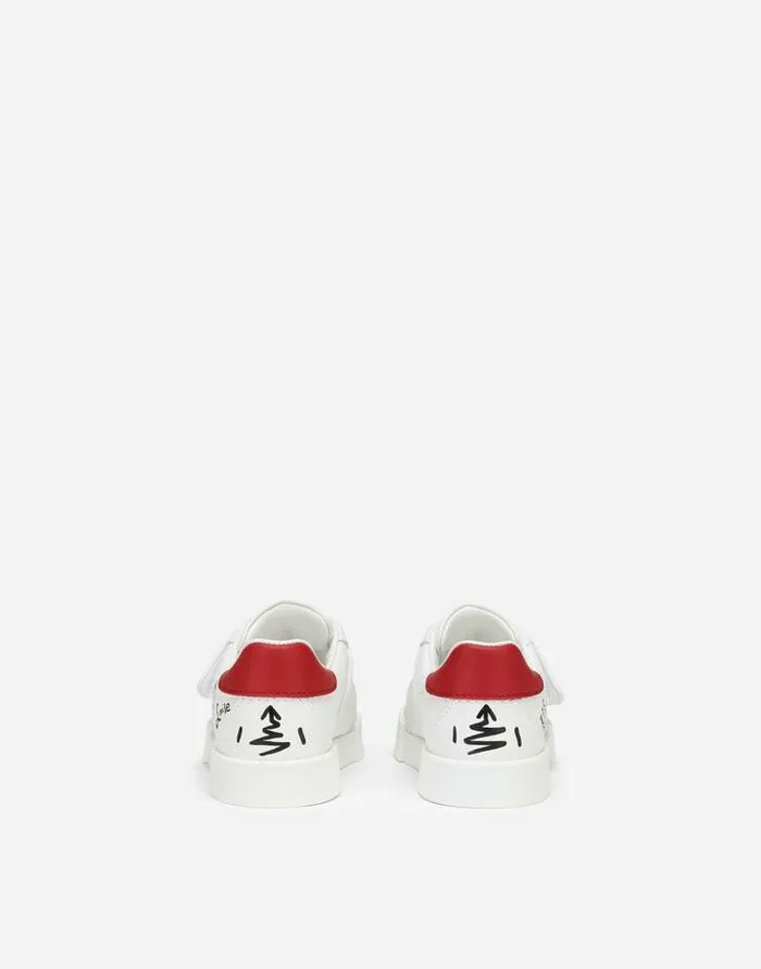 Dolce and Gabbana Shoes For First Steps 1926 Children Calfskin Portofino Light Sneakers Multicolor