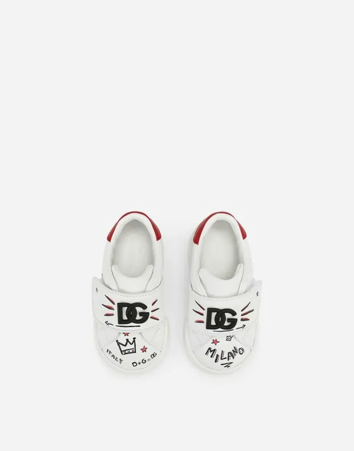 Dolce and Gabbana Shoes For First Steps 1926 Children Calfskin Portofino Light Sneakers Multicolor